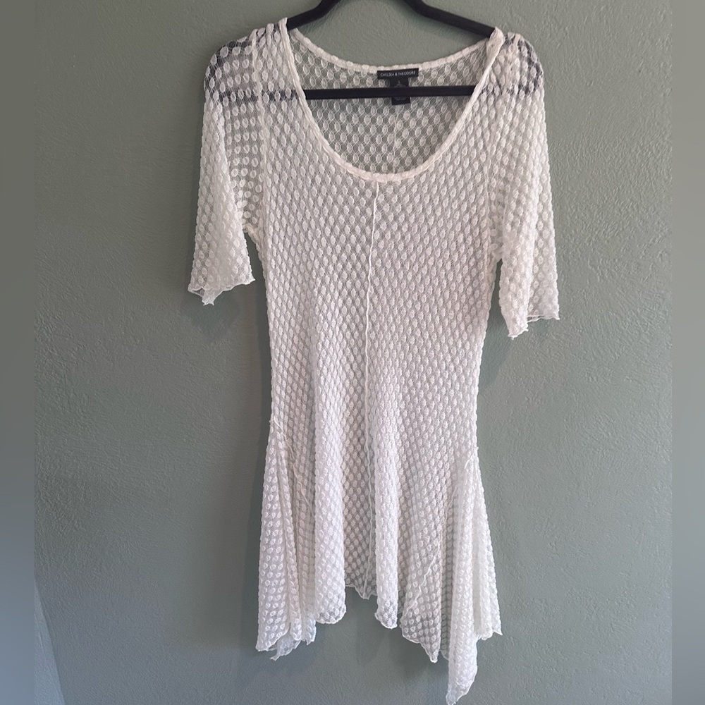 Y2k lace tunic with pleating